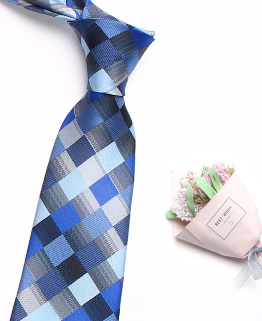 Retro Color Block Grid Splicing Cotton Necktie