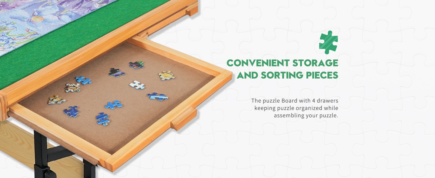 puzzle table with drawers