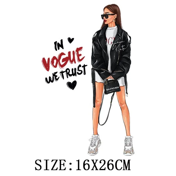 Pretty Girls Thermal Sticker On T-shirt DIY Washable Iron On Transfers For Clothing Fashion Design Appliqued On Clothes Patches