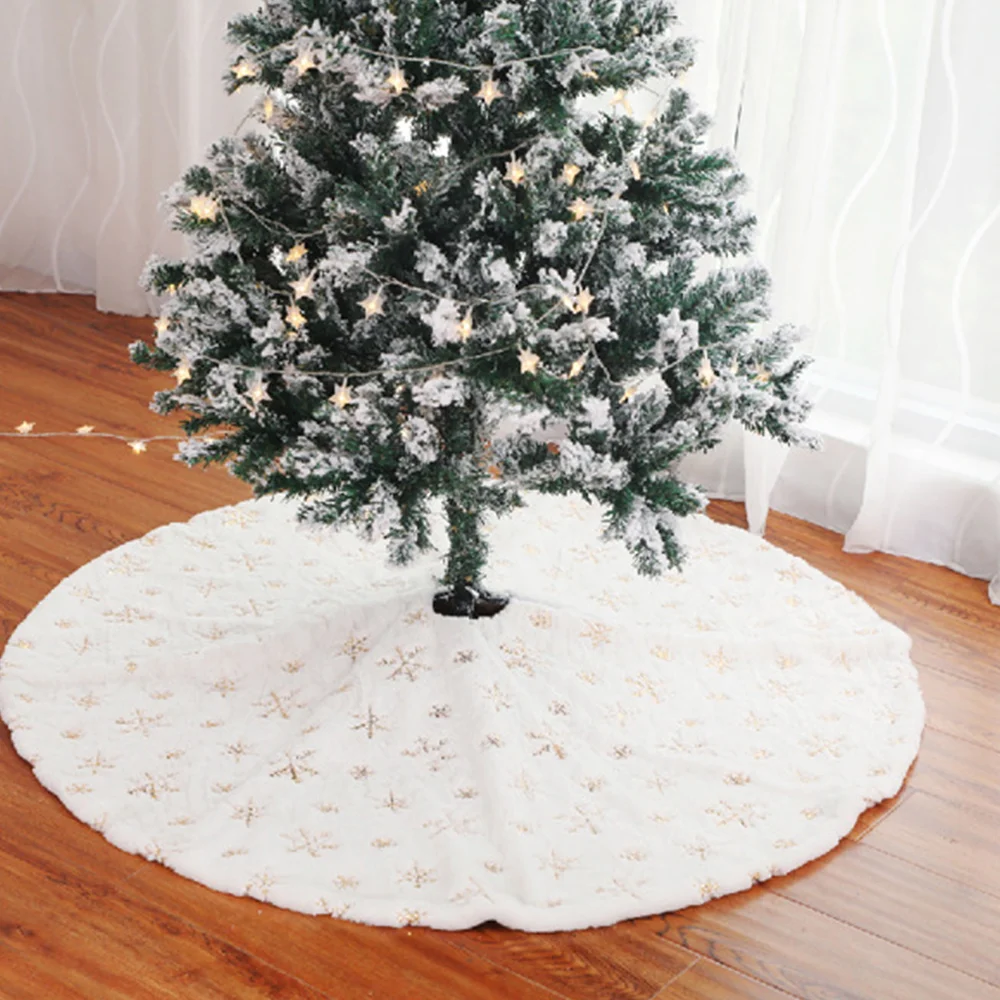 Plush snowflake sequin Christmas tree skirt decorations