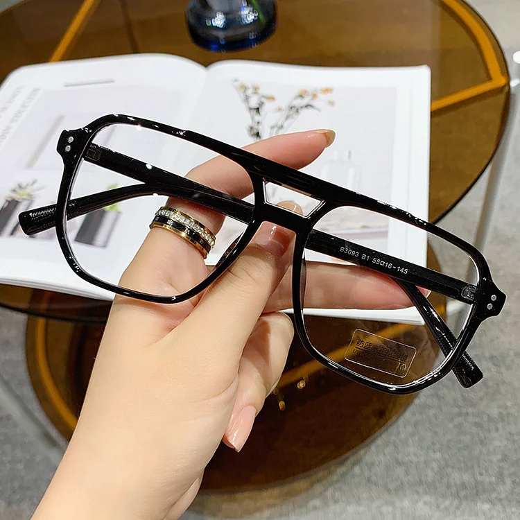 2022 new TR blue light proof glasses double beam square female ins big face slim net red Korean version myopia frame male