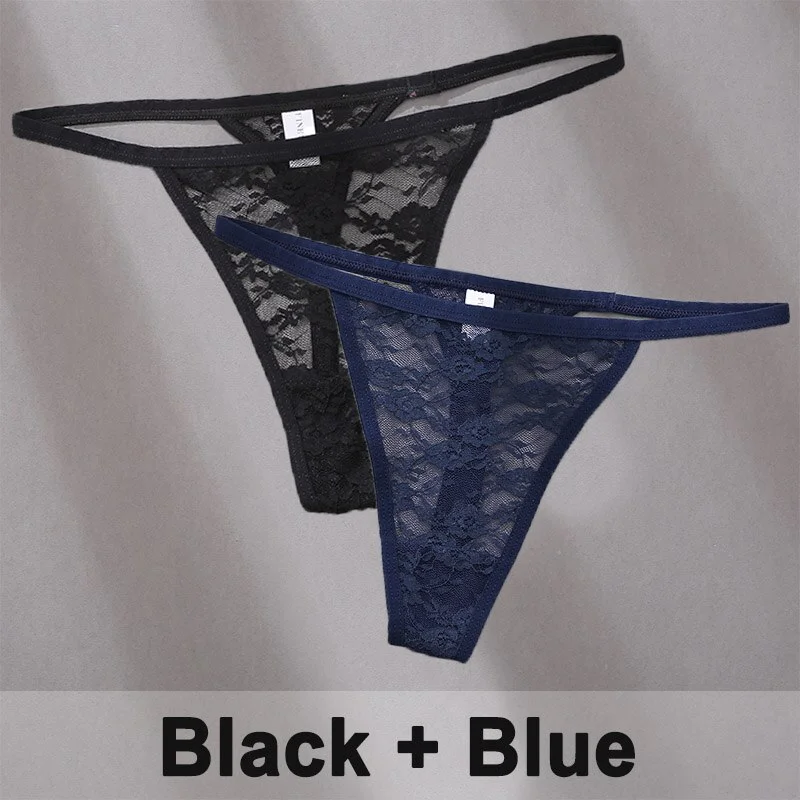 Billionm Sexy Lace Cotton Panties for Women G-String Underwear Perspective Thongs Solid Color Underpants Female Intimates Lingerie