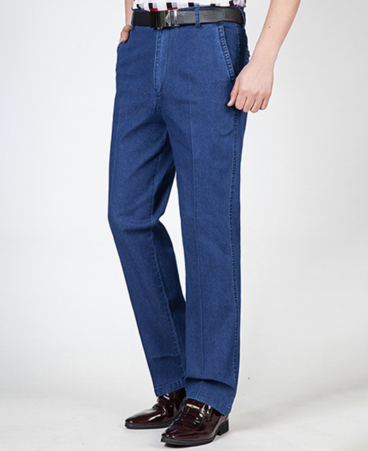 Business Casual Solid Denim Straight Leg Jeans