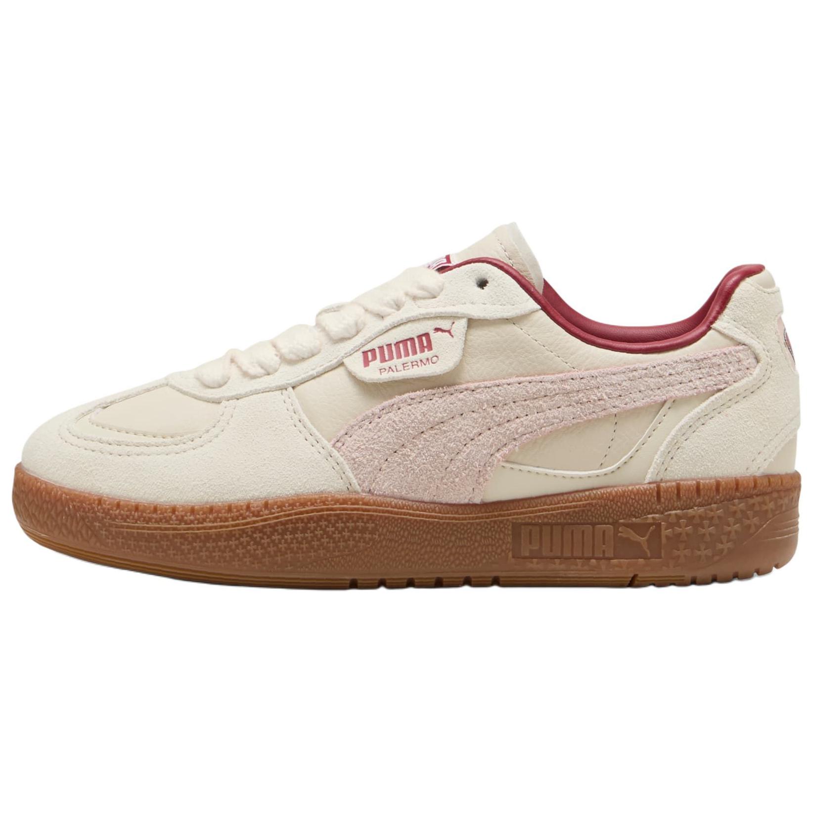 PUMA Palermo Moda Anti-Slip Wear-Resistant Low-Top Skateboard Shoes Women's Beige Pink