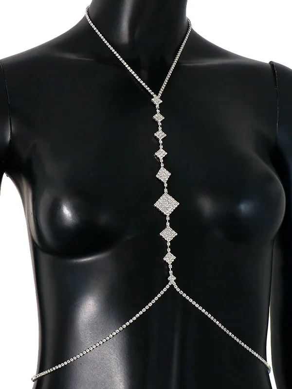 Body Chain Accessory Rhombus Rhinestone Body Chain: Exquisite Accessory Statement