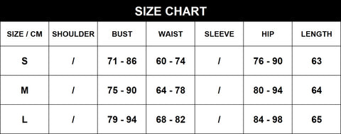 Size Chart of Arianna Ruched Mini Dress