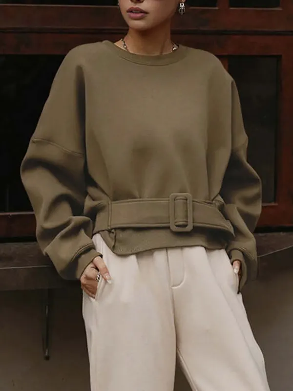 Bow Round Neck Long Sleeve Sweatshirt main image 0