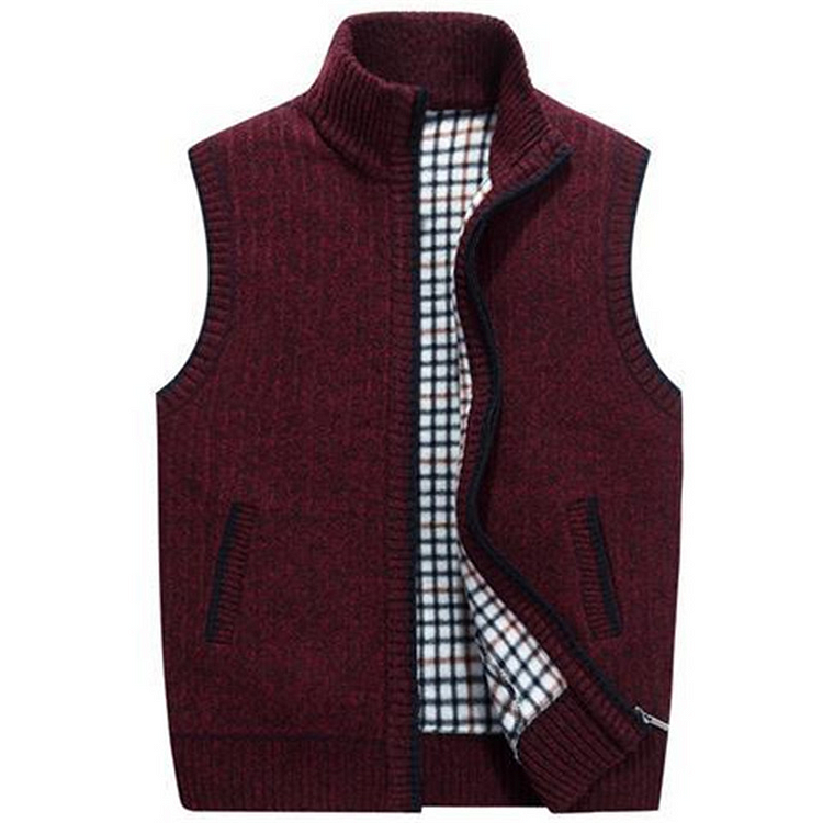 Men’s autumn and winter stand collar knitted vest jacket