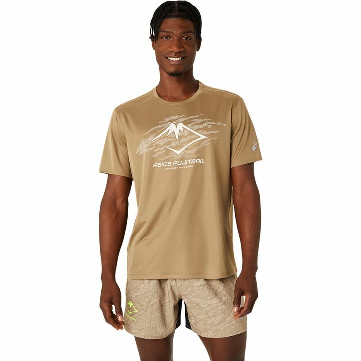 Men&rsquo;s Short Sleeve T-Shirt Asics Fujitrail Logo Ss Top Brown Beige