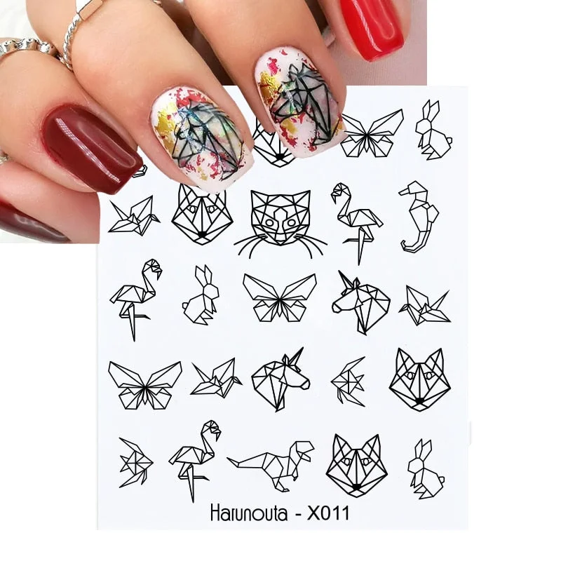 1Pc Spring Water Nail Decal And Sticker Flower Leaf Tree Green Simple Summer DIY Slider For Manicuring Nail Art Watermark