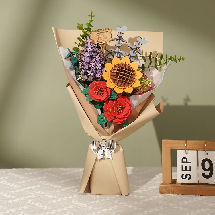 Rowood DIY Wooden Flower Bouquet 3D Wooden Puzzle | Robotime Online
