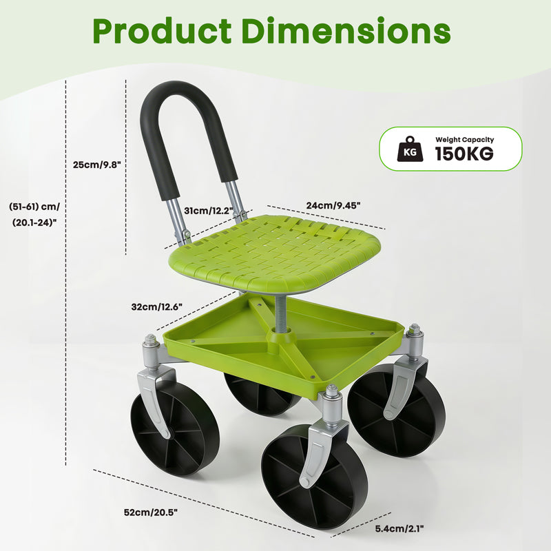 itoolmax 360 garden rolling cart seat specification