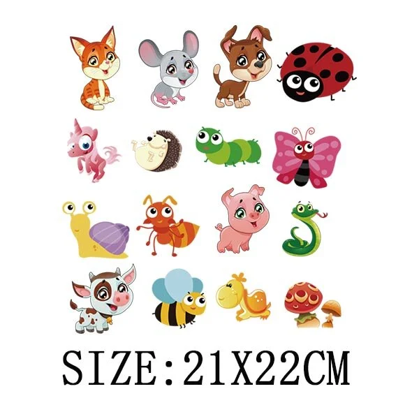 Cute Animals Heat Sticker On T-shirt DIY A-levels Iron On Transfer For Clothing Beautiful Design On Kid Clothes Patch Decoration