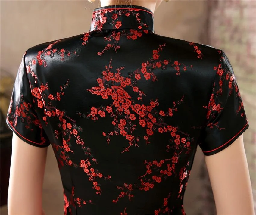 Plus size  plum blossom, brocade fabric long Qipao
