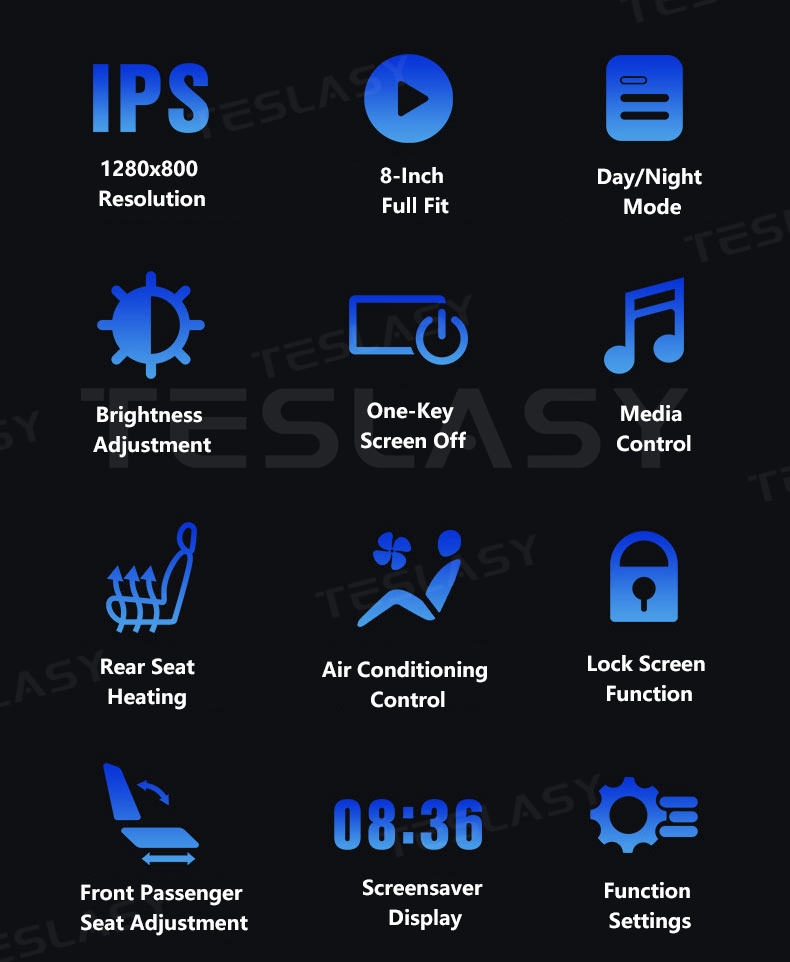 TESLASY Model Y/3 8-Inch 4G Android Rear Screen (Inspired Designed by Model 3 Highland Rear Screen)