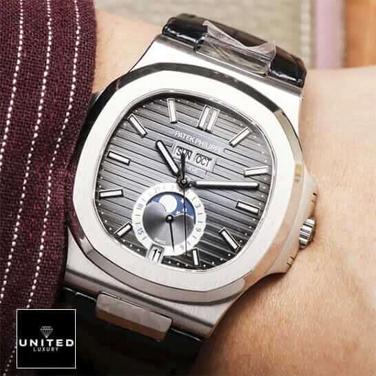 patek grey leather replica 6