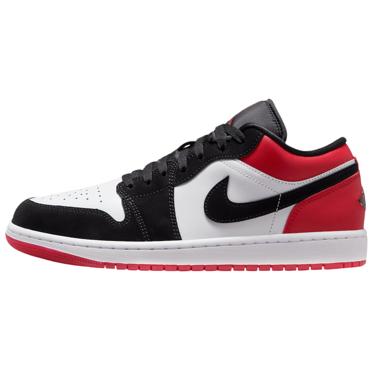 Jordan Air Jordan 1 Anti Slip Wear Resistant Low Top Vintage Basketball Shoes Unisex Black Red