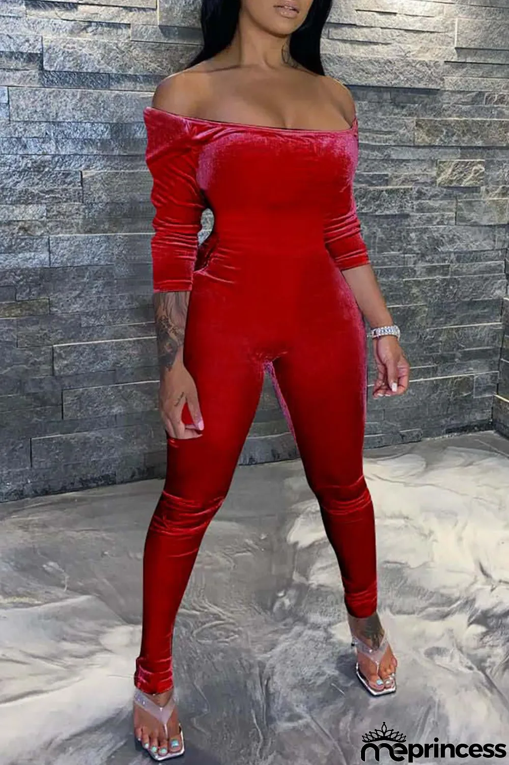 Pink Sexy Casual Solid Backless Off the Shoulder Jumpsuits