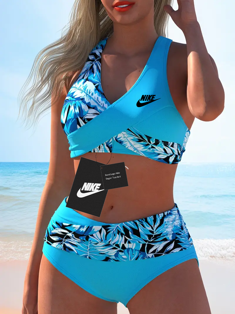 Novo conjunto de fatos de banho bicolor de praia para mulher 2025