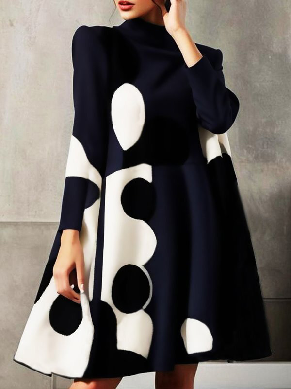 SLEEVELESS HIGH NECK MINI DRESS WITH POLKA DOTS