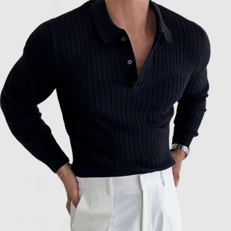 Men’s Gentleman Polo Neck Long Sleeve Sweater