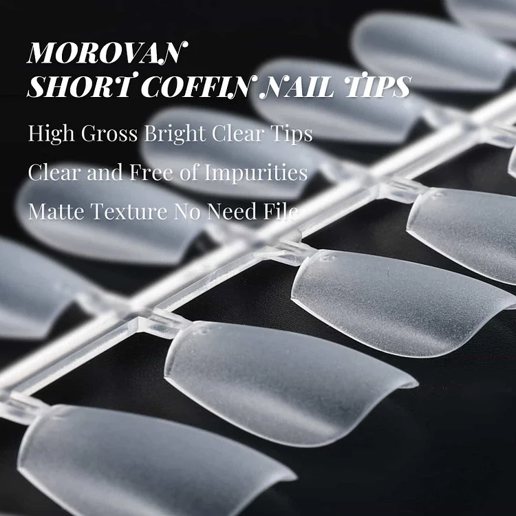 500Pcs 12Sizes Matte Short Coffin Nail Tips