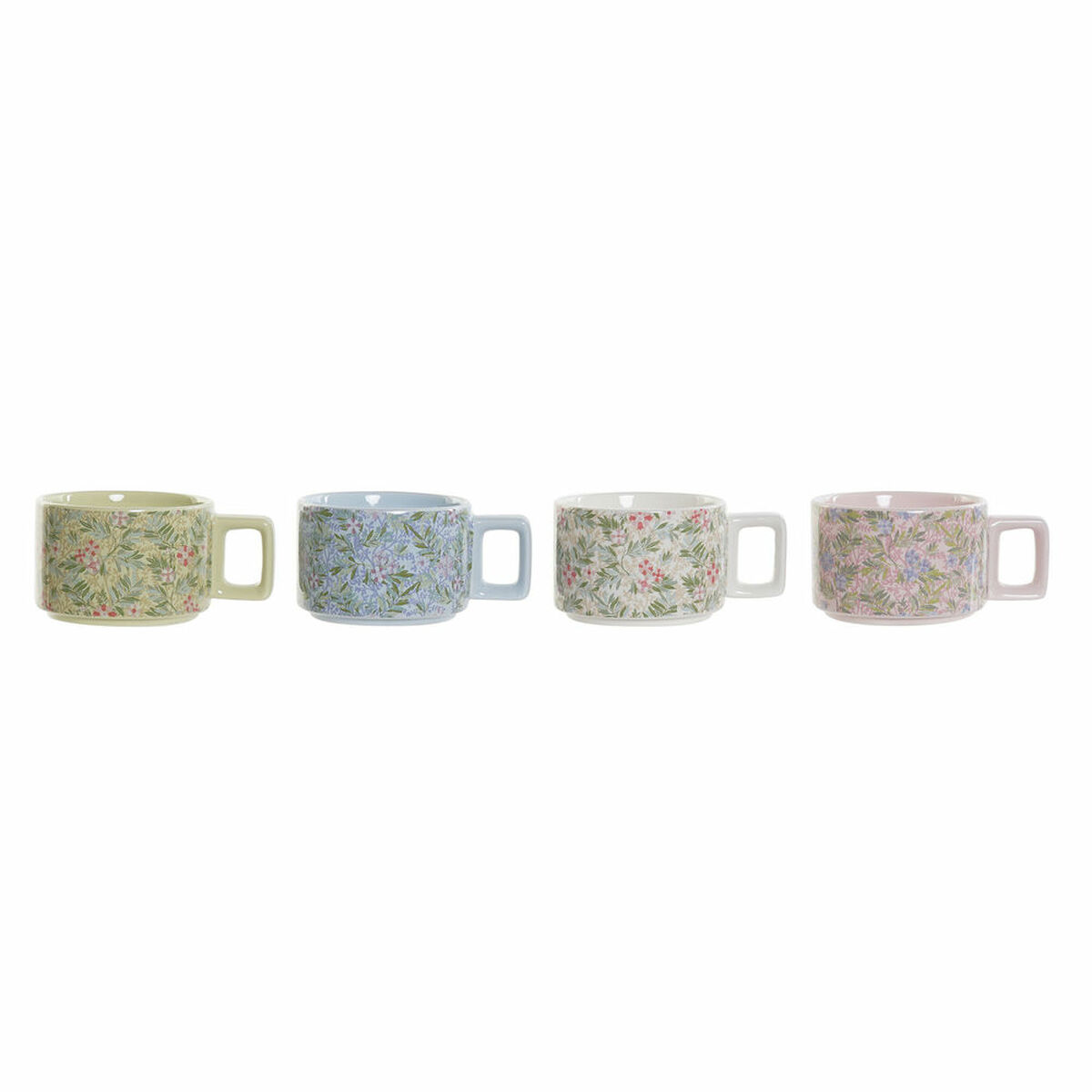 Piece Coffee Cup Set DKD Home Decor Blue Green Pink Metal Dolomite 260 ml