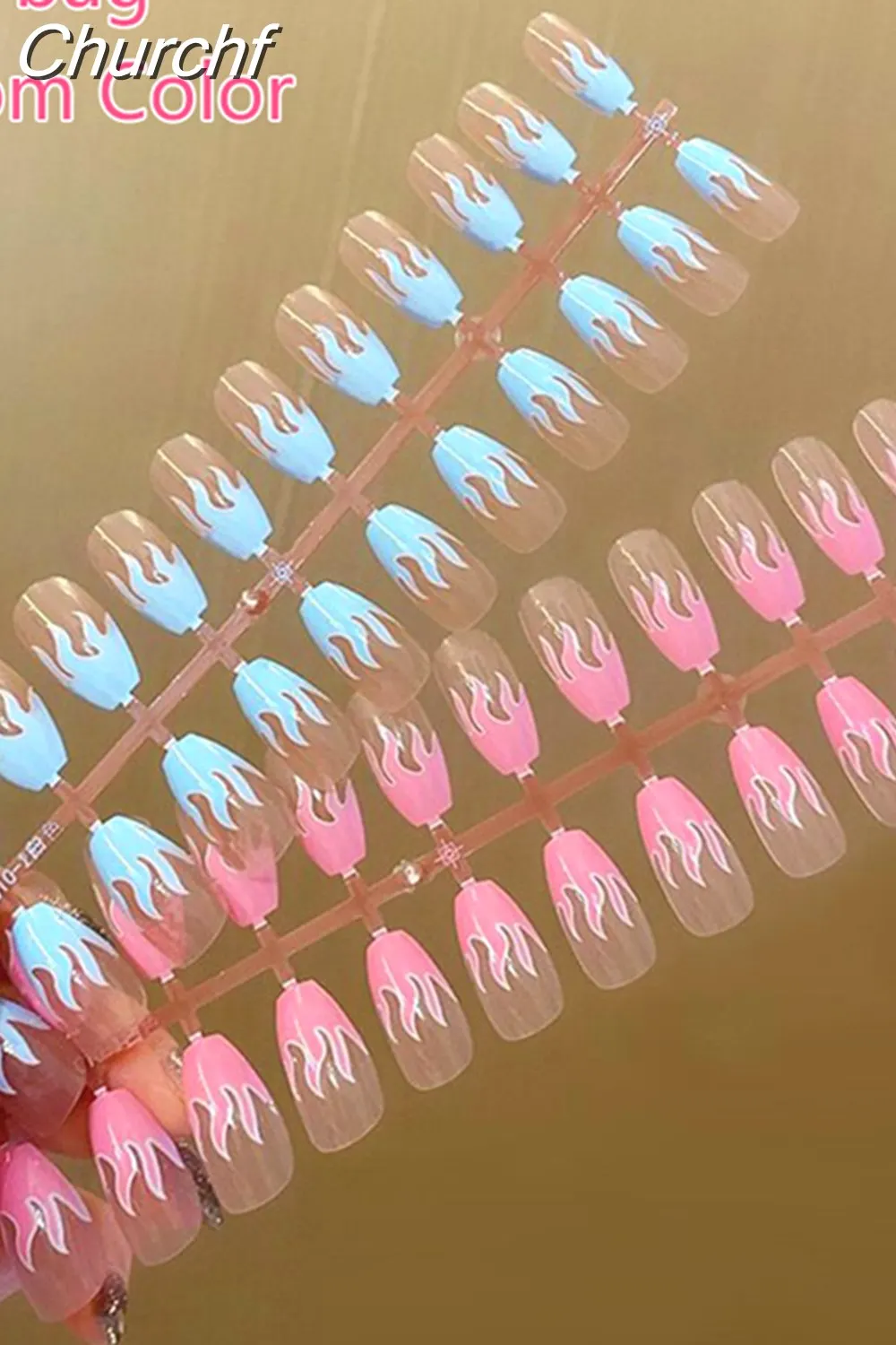 Churchf Nail Full Cover Fake Nail Pink Glitter Wearable French Short Nails Square Head False Nail Press On Nails Manicure Tool 715-1-Nail Inspo