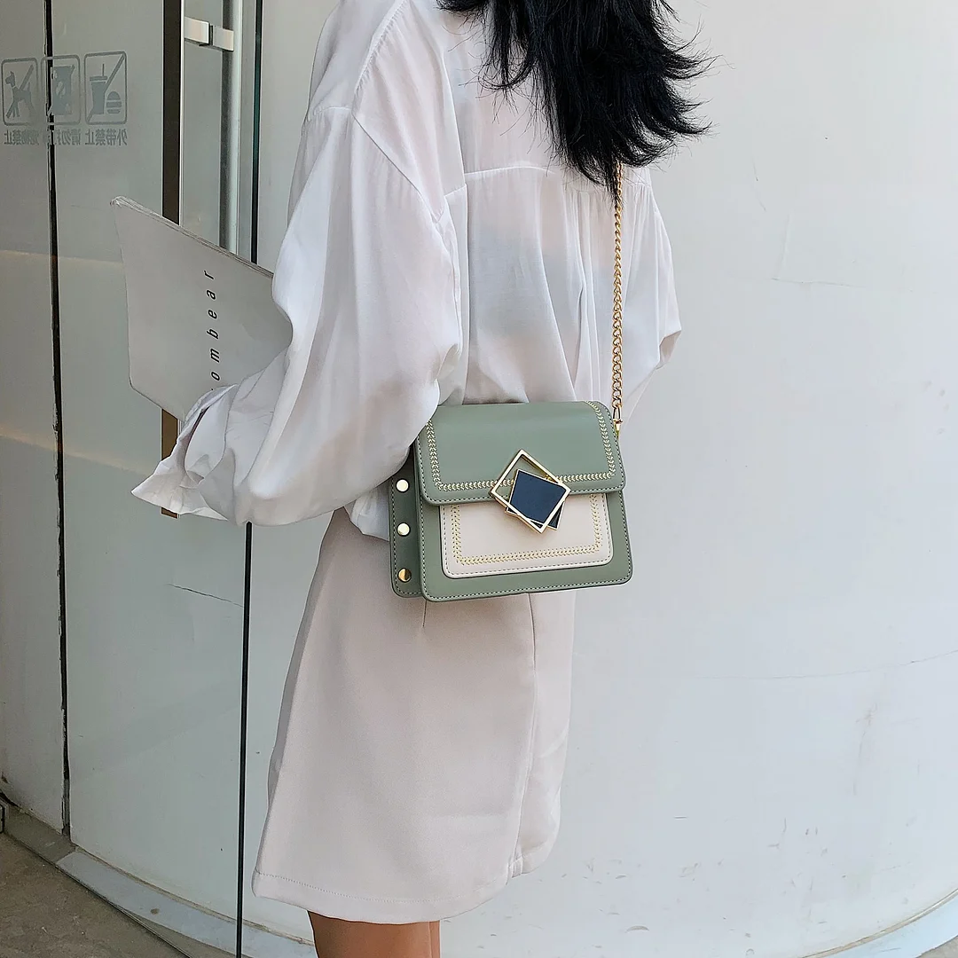 LEFTSIDE Chain Pu Leather Crossbody Bags For Women 2021 hit Small Shoulder Simple Special Lock Design Female Travel Handbags