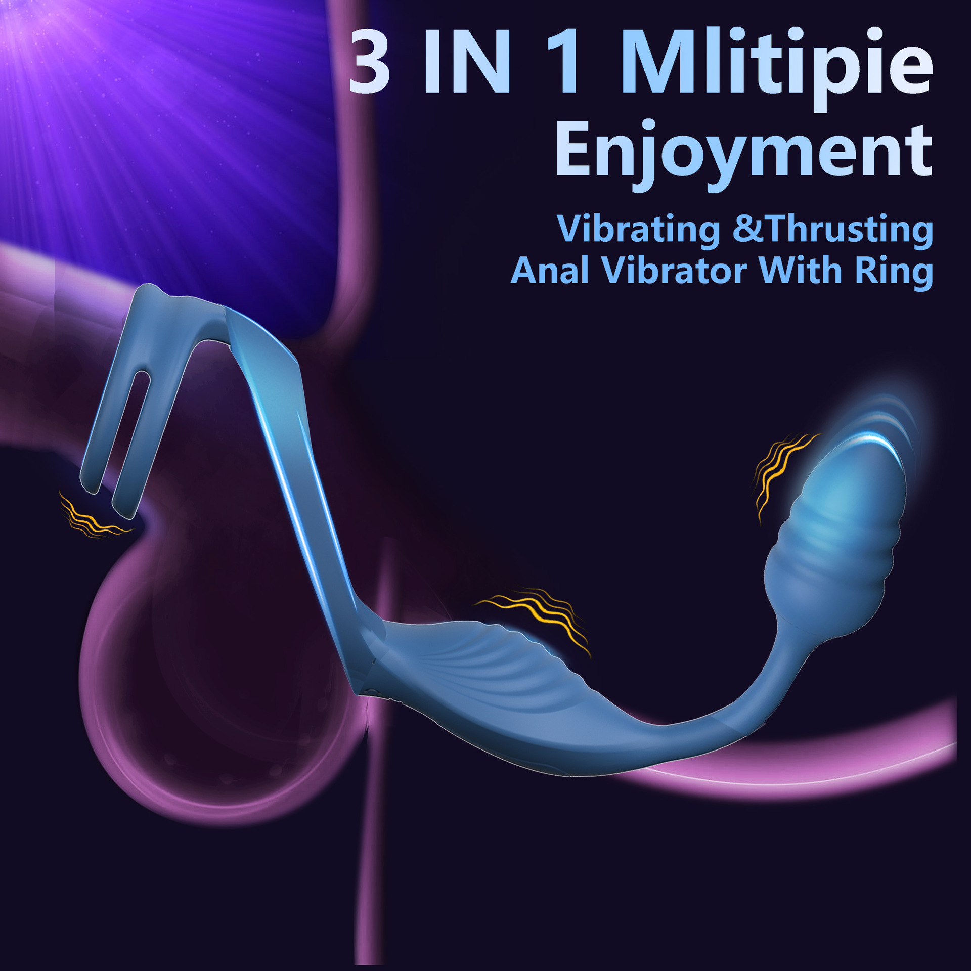 Double Vibration Penis Rings With Prostate Massager