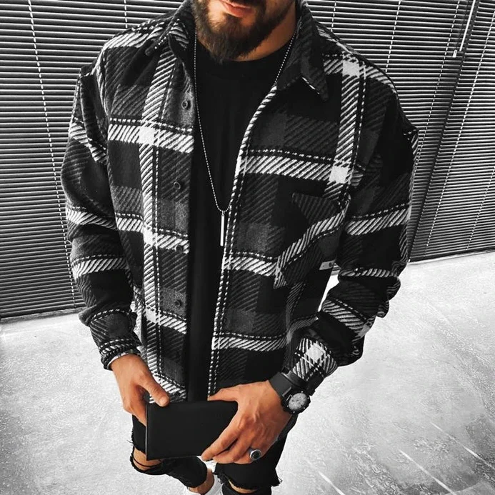 Street Fashion Casual Plaid Texture Jacket-barclient
