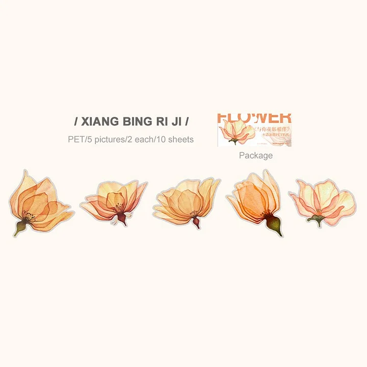 Journalsay PET Stickers - Orange Flowers