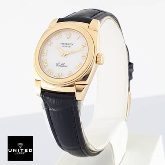 Rolex Cellini Geneve Black Leather Bracelet 5320/8 Replica