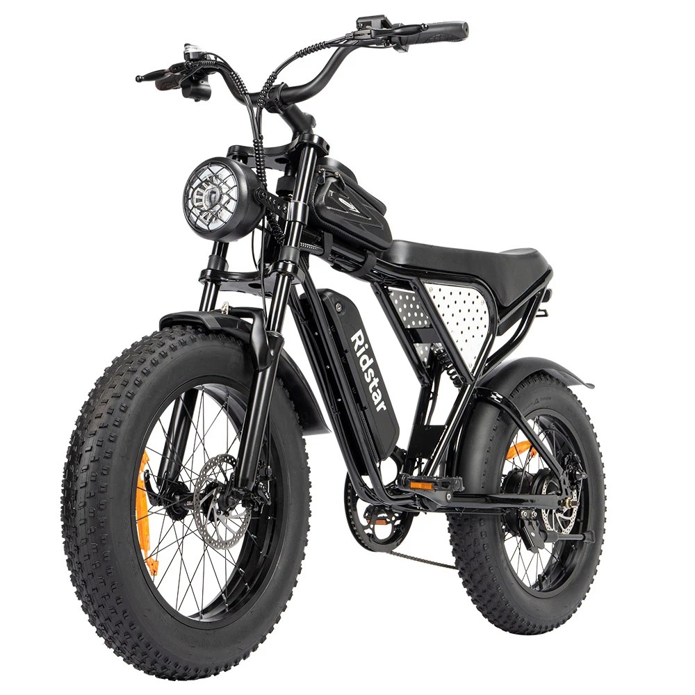 Q20 20*4.0 inch Fat Tires Electric Bike 1000W Motor 48V 15AH Battery 40km/h Max Speed, 80km Range, Front Suspension Fork Mechanical Disc Brakes