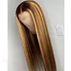 Brown Mixed Gold Highlight Straight Wigs