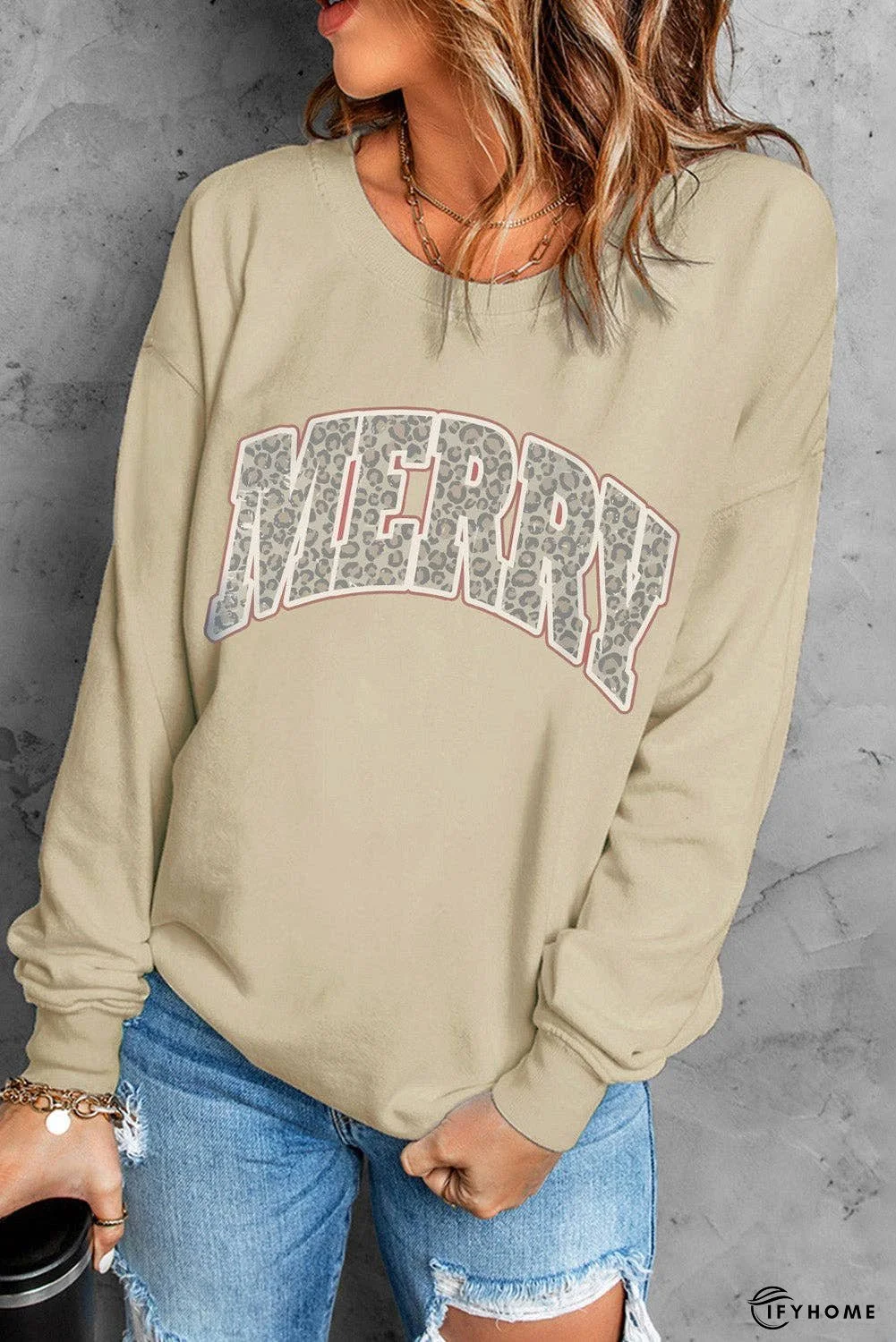 MERRY Graphic Drop Shoulder Sweatshirt | IFYHOME