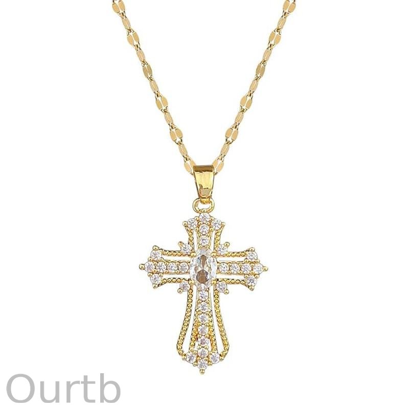 【Freeship】18K Simple Crown & Cross Pendant Choker Necklace For Women & Men & Girls Pretty Crown Cross Necklace For Daily Party Clothing Decor Trendy All-match & Exquisite Jewelry For Christmas Valentine's Day Gift