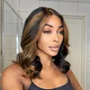 Glueless Mixed Blonde Short Bob Body Wave Wig For Women