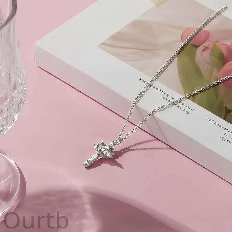 【Freeship】18K Simple Crown & Cross Pendant Choker Necklace For Women & Men & Girls Pretty Crown Cross Necklace For Daily Party Clothing Decor Trendy All-match & Exquisite Jewelry For Christmas Valentine's Day Gift