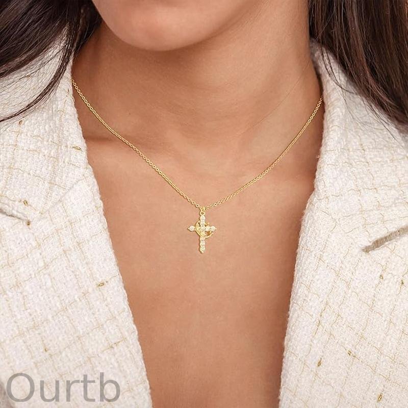 【Freeship】18K Simple Crown & Cross Pendant Choker Necklace For Women & Men & Girls Pretty Crown Cross Necklace For Daily Party Clothing Decor Trendy All-match & Exquisite Jewelry For Christmas Valentine's Day Gift