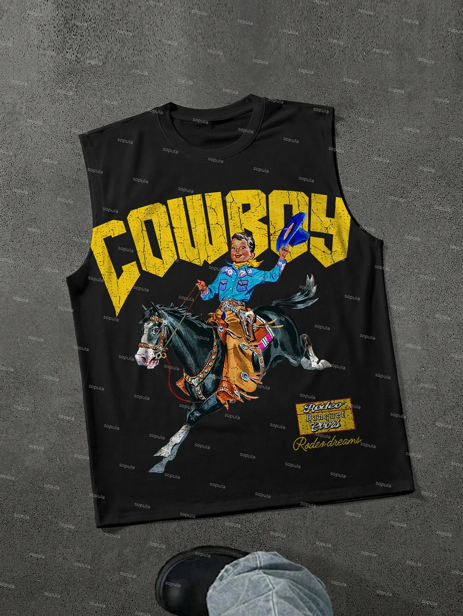 Cowboy Rodeo Dreams Print Tank Top