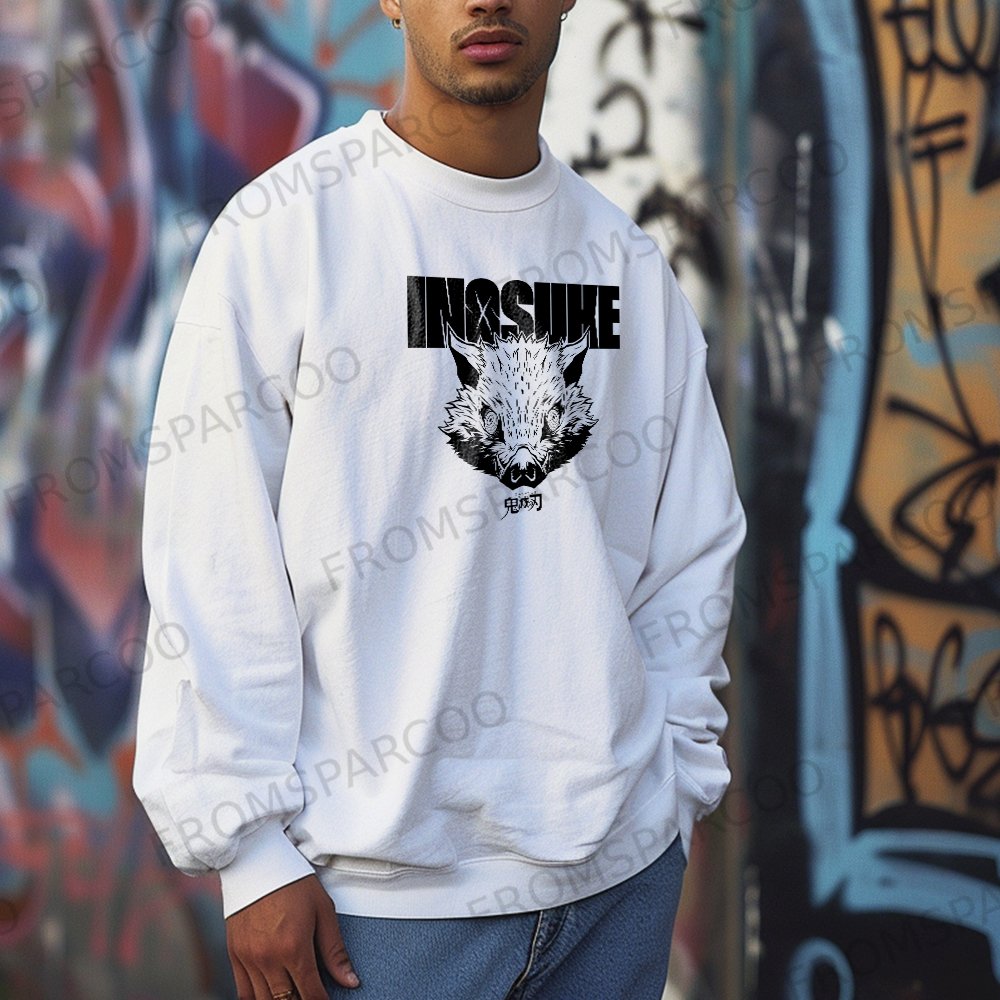 Men's crew neck sweatshirt anime print T-shirt