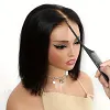 Black Bob Virgin Hair Short Straight Wigs