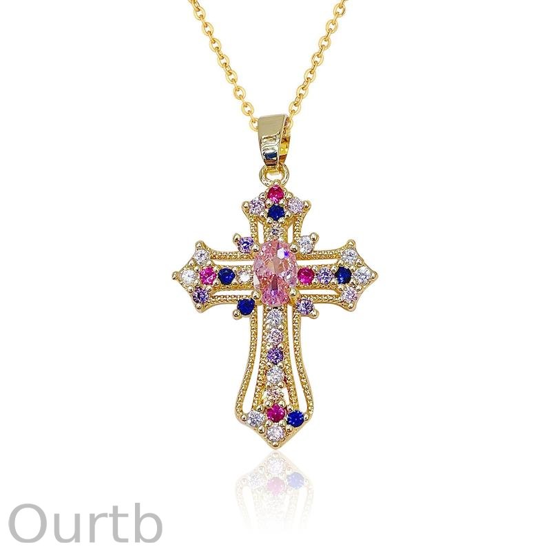 【Freeship】18K Simple Crown & Cross Pendant Choker Necklace For Women & Men & Girls Pretty Crown Cross Necklace For Daily Party Clothing Decor Trendy All-match & Exquisite Jewelry For Christmas Valentine's Day Gift